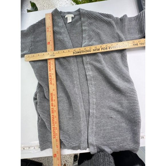 H&M Basic Open Front Ribbed Cardigan Sweater Womens XS Gray Cotton Viscose Soft - Picture 5 of 7